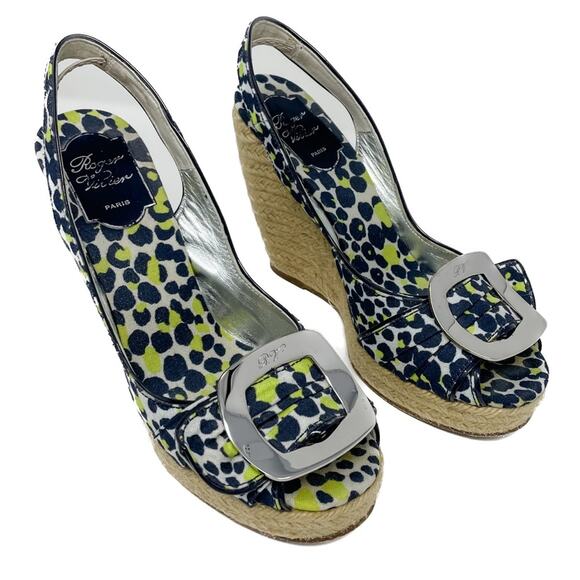 Roger Vivier Cordella Espadrille Wedge Slingback Sandals size 38 / US7-7.5 - Picture 6 of 16